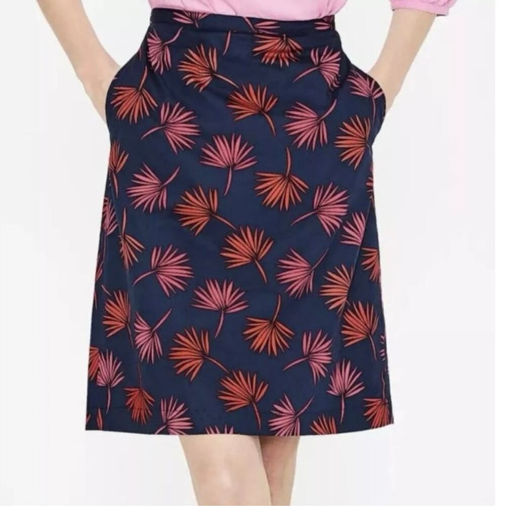 Boden Scattered Holiday Palm A-Line Skirt 22” Length Navy/Pink/Orange Size 8R